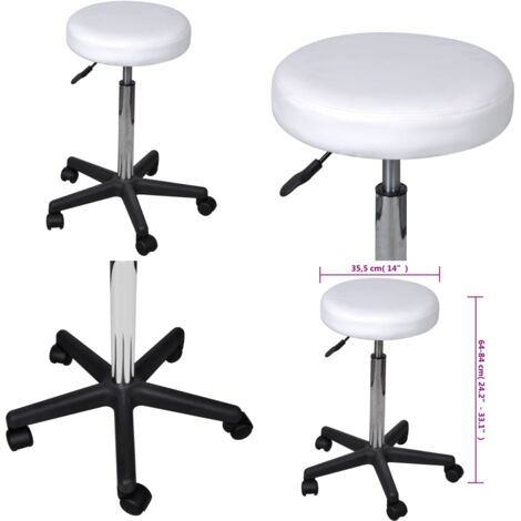 Taburete de oficina blanco - Asiento ajustable - Diseño moderno