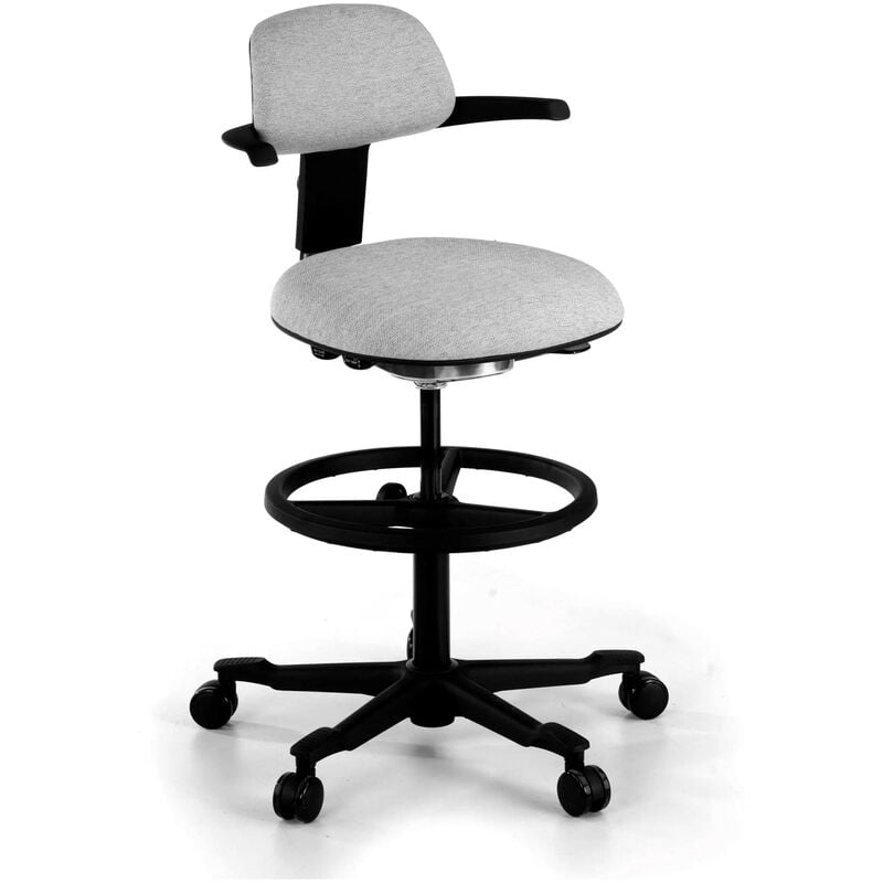 

Taburete de oficina erghos, asiento reclinable, giratorio, gris - gris