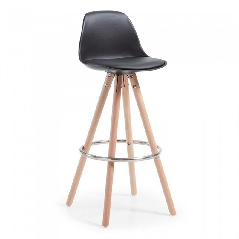 

Taburete de oficina Nordic, patas de madera, negro - negro