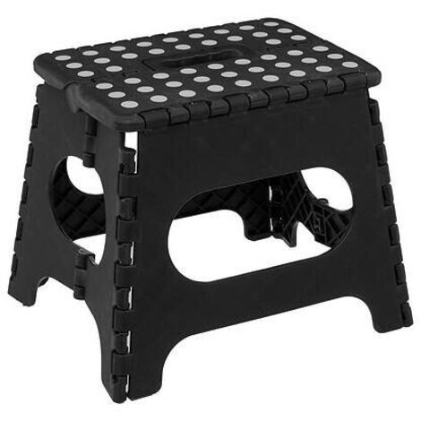 Taburete de plástico de 1 peldaño, 22 cm, color negro