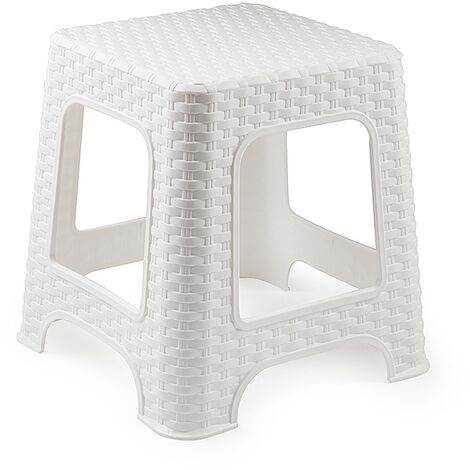 Taburete de Rattan bajo  Blanco