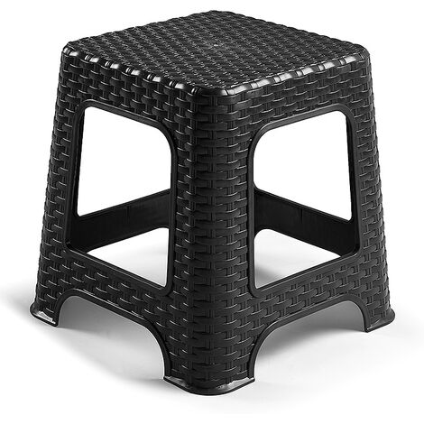Taburete de Rattan bajo  Negro
