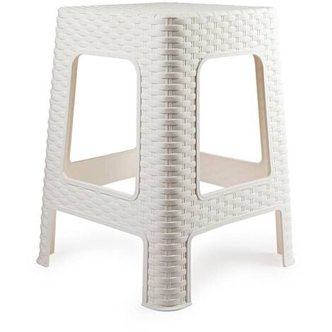 Taburete de Rattan Grande  Blanco