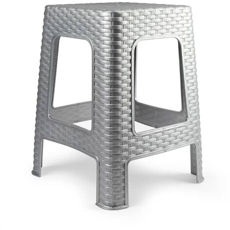 Taburete de Rattan Grande  Gris