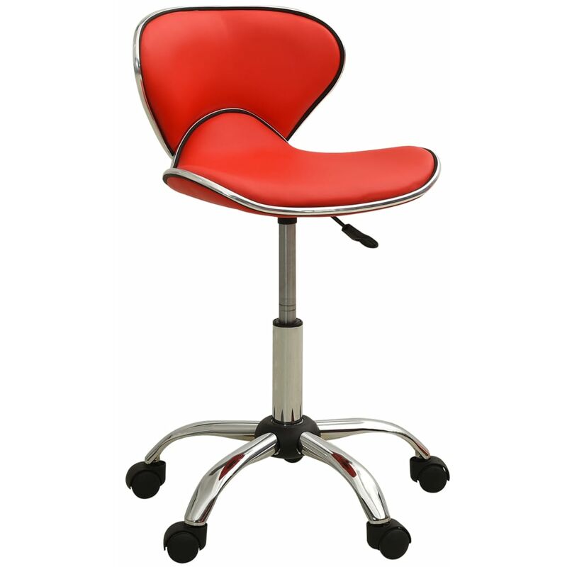 

Taburete de salón de belleza de cuero sintético rojo