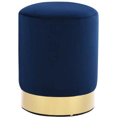 Taburete de terciopelo 28 x 36 cm azul y dorado
