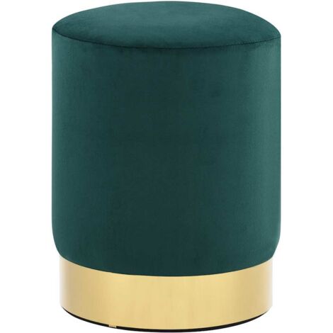 Taburete de terciopelo 28 x 36 cm verde oscuro y dorado