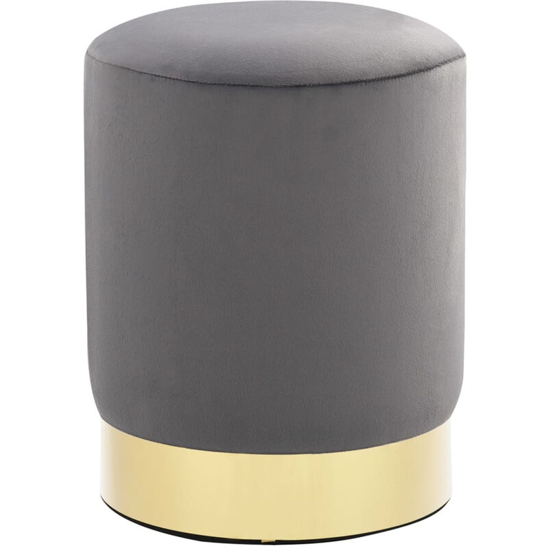 

Taburete de terciopelo gris oscuro y dorado