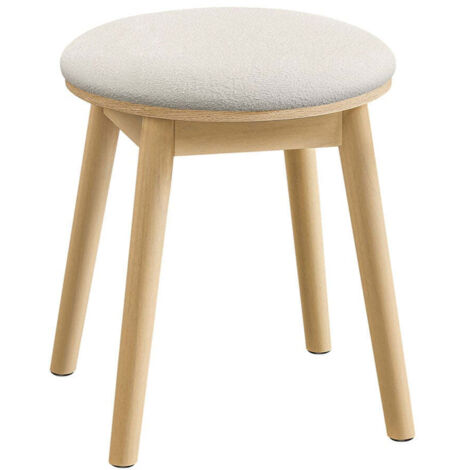 Taburete de tocador redondo con patas antideslizantes estilo bohemio para dormitorio color blanco crema 120006049