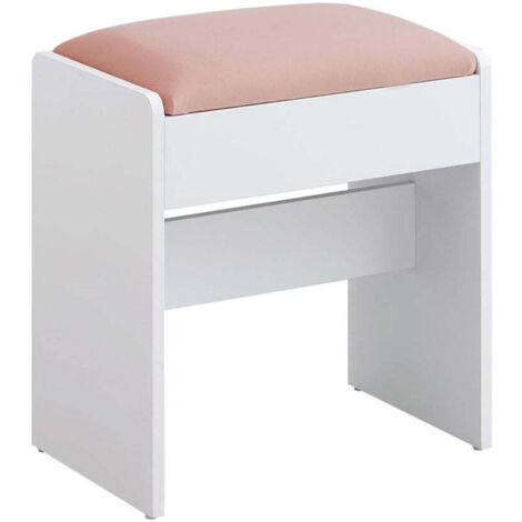 Taburete de tocador tapizado silla de maquillaje 286 x 45 x 45 cm reposapiés de terciopelo con almohadillas antideslizantes para dormitorio vestidor entrada blanco 120007714