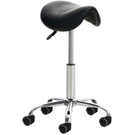 Taburete de trabajo con ruedas en sintético negro TABO10014