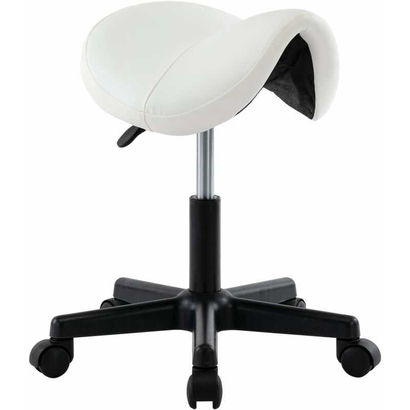 

vidaXL Taburete de trabajo de cuero sintético blanco - Blanco