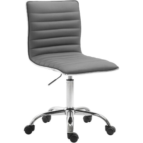 Taburete de trabajo de diseño con ruedas costuras horizontales altura regulable y ruedas de PVC gris 100008361