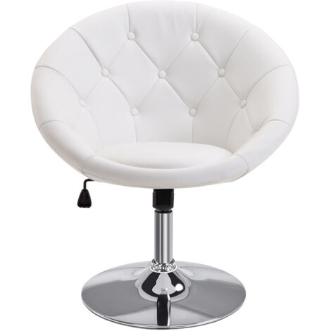 Taburete de trabajo, taburete giratorio, cromado, regulable en altura, blanco y negro, acero PU, 56x71x78-90cm, para oficina y taller