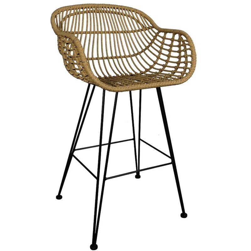 

Taburete DEPOK, metal, ratán beige