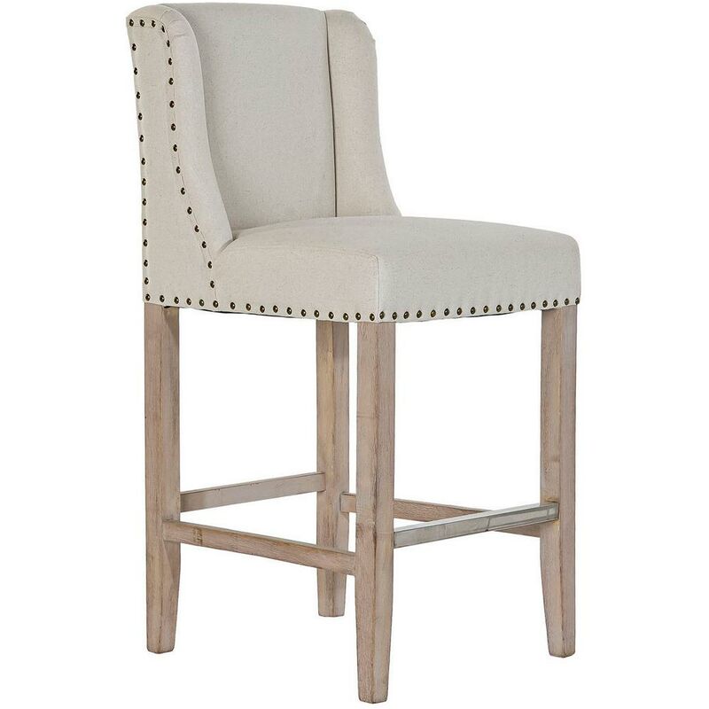 

Taburete DKD Home Decor Beige Lino Madera de caucho (48 x 53 x 100 cm)