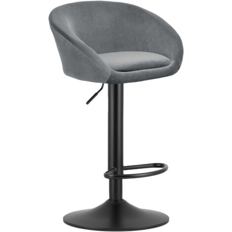 Taburete EAST - terciopelo gris / base negra