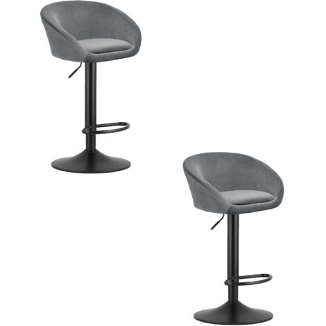 Taburete EAST - terciopelo gris / base negra x 2