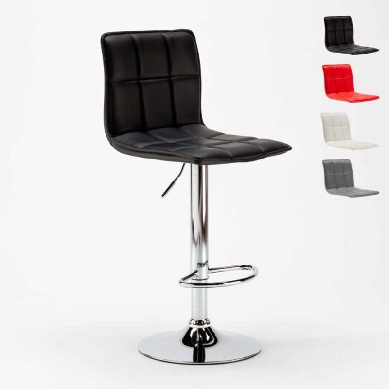 

Taburete moderno de cuero polipiel para cocina y bar diseño Phoenix | Negro