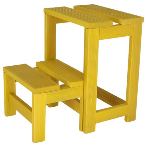 Taburete escalera 2 peldaños amarillo 32 x 23 x 40cm