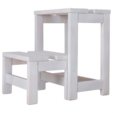 Taburete escalera 2 peldaños blanco 32 x 23 x 40cm