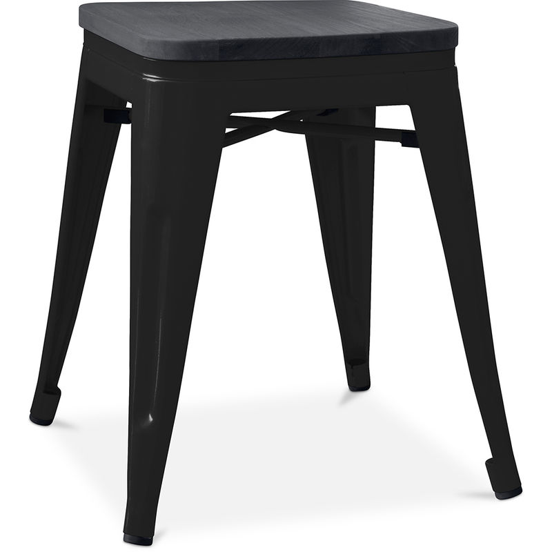 

Taburete Stylix - 46cm - Metal y madera oscura Negro Madera, Hierro