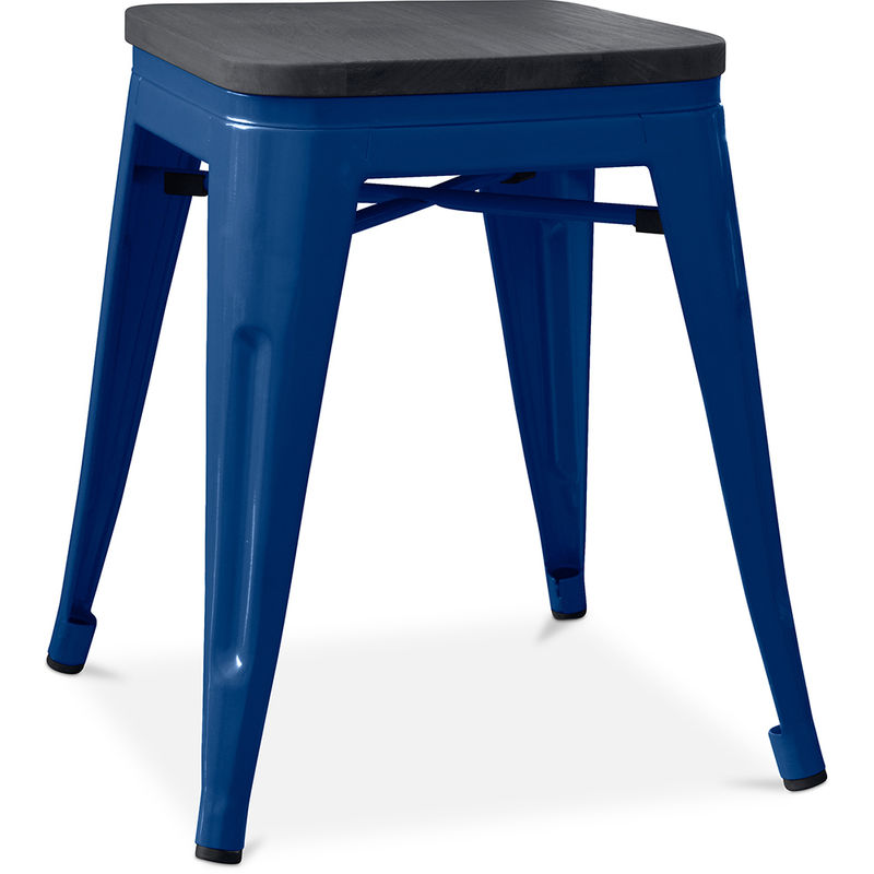 

Taburete Stylix - 46cm - Metal y madera oscura Azul oscuro Madera, Hierro