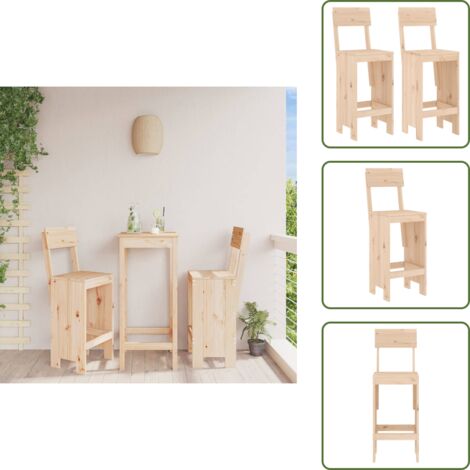 Taburete exterior - vidaXL Taburetes de cocina 2 uds madera maciza pino 40x48,5x115,5 cm - Silla de madera