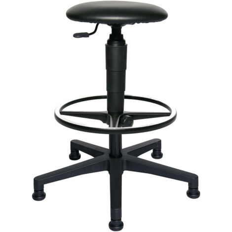 Taburete giratorio con deslizantes Tapizado de piel sintética negro Altura del asiento 540-800mm TOPSTAR