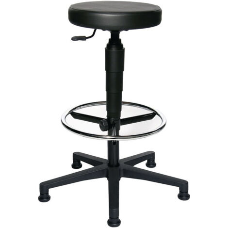 Taburete giratorio con deslizantes Tapizado de piel sintética negro Asiento h.580-840mm TOPSTAR