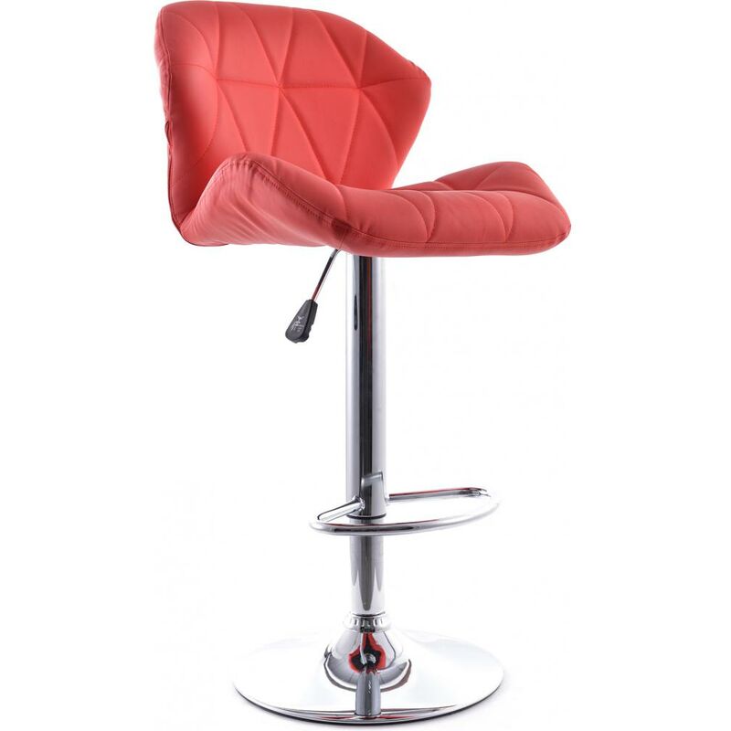 

Taburete Giratorio de Bar Backrest – Altura Ajustable Rojo Cromo, Cuero de imitación, Metal, Cuero