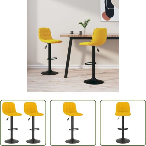 Taburete giratorio -  Taburetes de cocina 2 unidades terciopelo amarillo