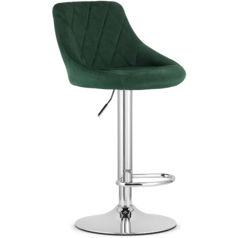 Taburete giratorio Valora DAKA, terciopelo verde, base cromada