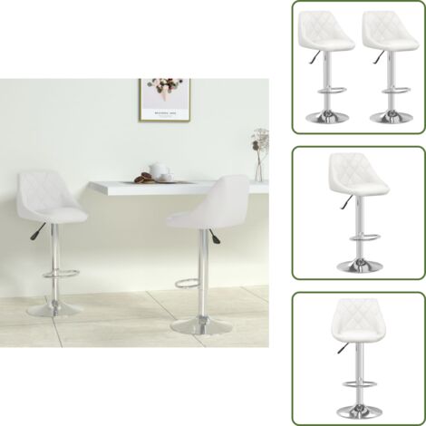 Taburete giratorio - vidaXL Taburetes de cocina 2 unidades cuero sintético blanco - Silla de cocina