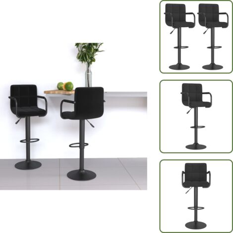 Taburete giratorio - vidaXL Taburetes de cocina 2 unidades tela negro - Taburete ajustable