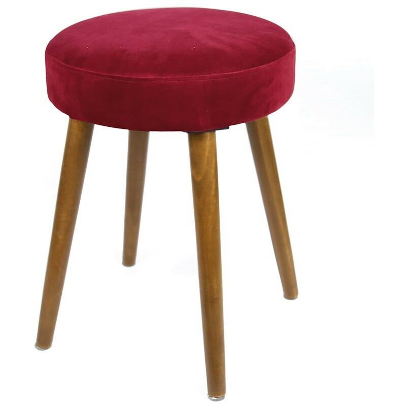 

Taburete Glam Asiento Color Rojo Terciopelo Pata Madera Dormitorio vestidor salón 49x36 cm (Pack de 2)