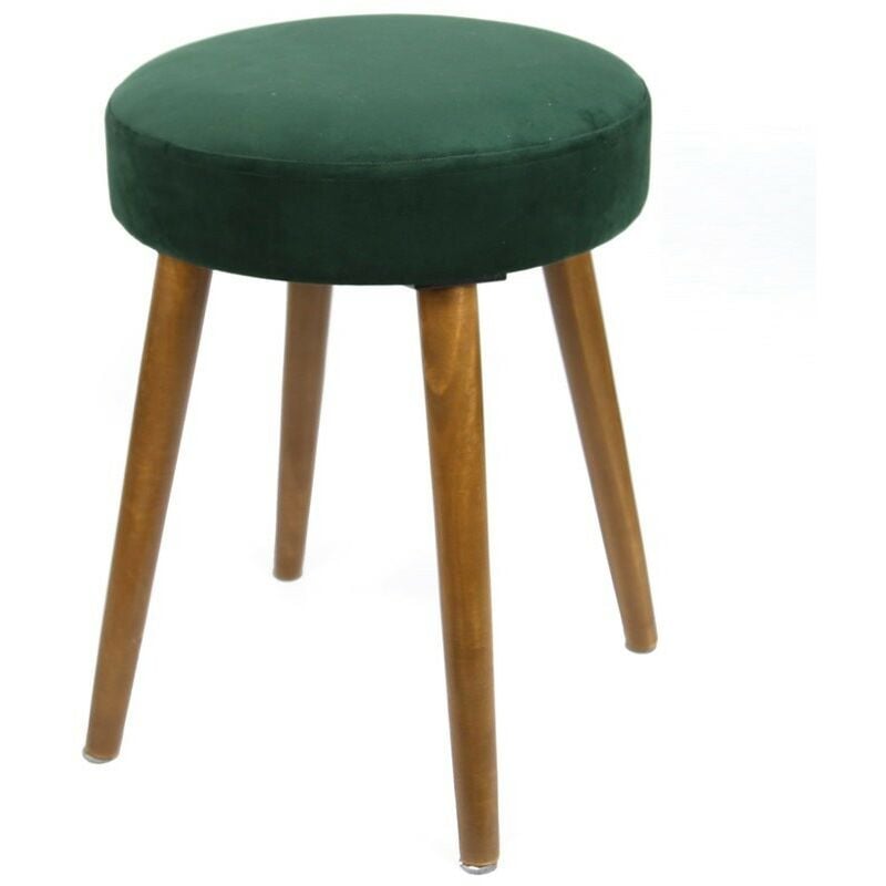 

Taburete Glam Asiento Terciopelo Color Verde Patas Madera Estilo Elegante vestidor salón 49x36 cm (1 unidad)