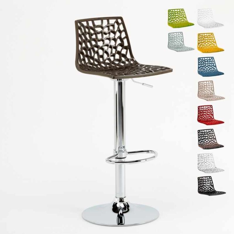 

Taburete Grand Soleil SPIDER para cafetería bar cocina alto fijo giratorio reposapiés regulable | Marrón