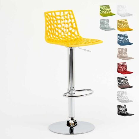 Taburete Grand Soleil SPIDER para cafetería bar cocina alto fijo giratorio reposapiés regulable | Amarillo