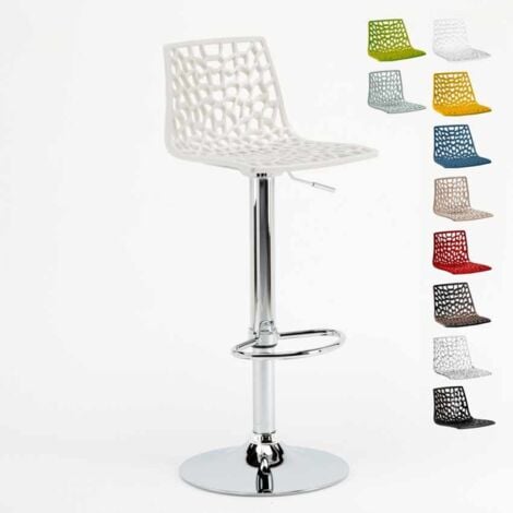 Taburete Grand Soleil SPIDER para cafetería bar cocina alto fijo giratorio reposapiés regulable - Blanco