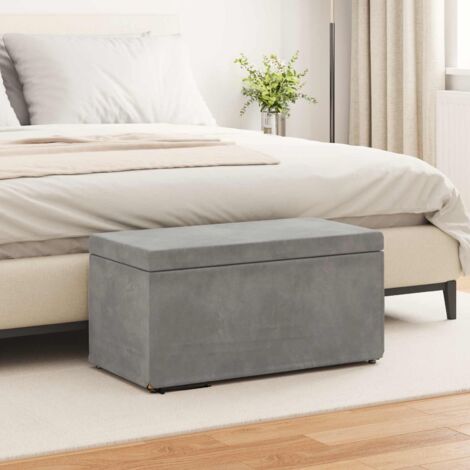 Taburete Gris Claro Terciopelo y Madera Fabricada