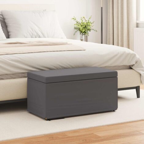 Taburete Gris Cuero Sintético y Madera Fabricada