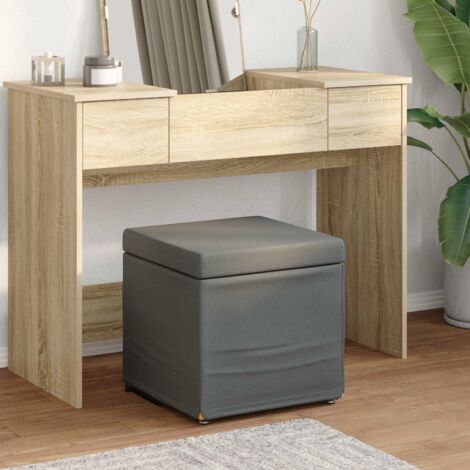 Taburete Gris oscuro 41 x 41 x 40 cm Tela y Madera Ingeniería
