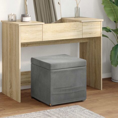 Taburete Gris oscuro Terciopelo y Madera Fabricada