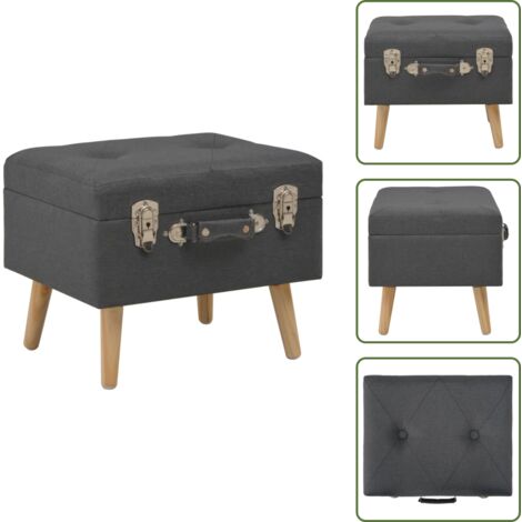 Taburete gris oscuro - vidaXL Taburete de almacenamiento 40 cm gris oscuro de tela - Taburete con espuma