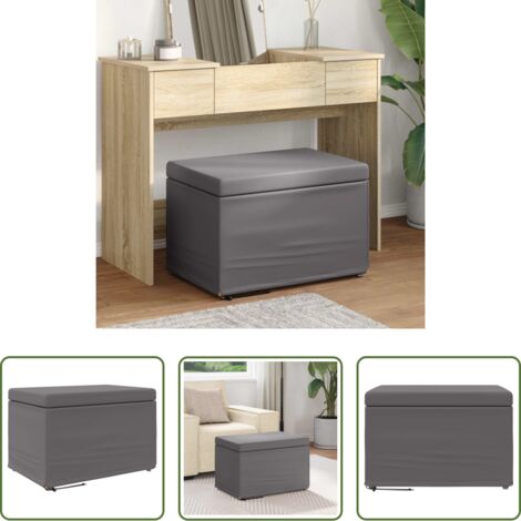 Taburete gris -  Taburete Gris Cuero Sintético y Madera Fabricada