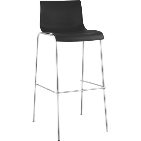 Taburete Hover con Base de 4 Pies Negro Cromado