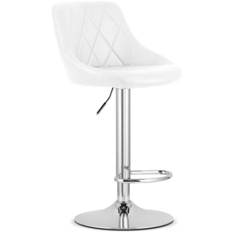 Taburete KAST - piel ecológica blanca/base cromada