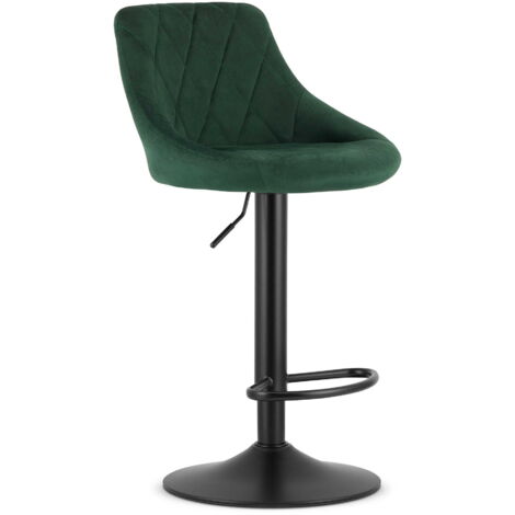 Taburete KAST - terciopelo verde / base negra