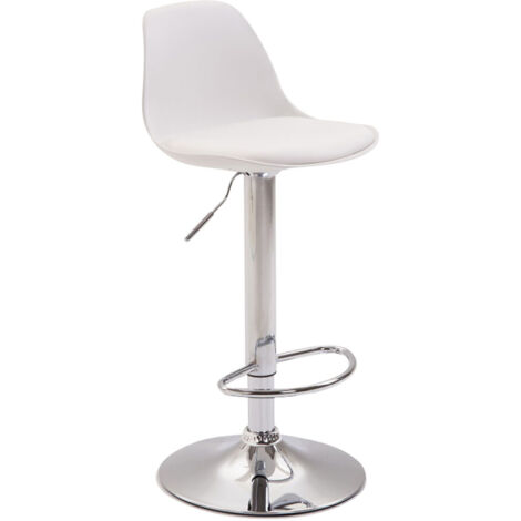 Taburete Kiel Estructura de Plástico & Asiento de Polipiel Cromado Blanco
